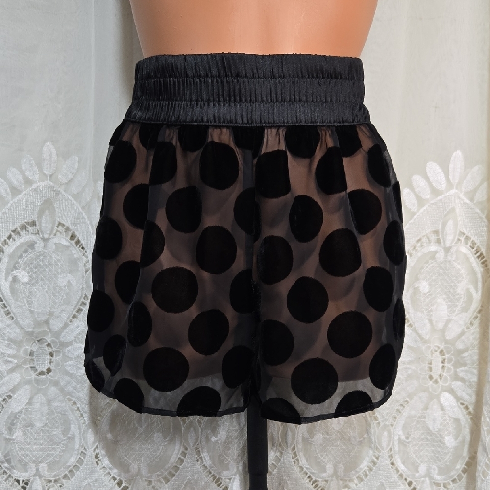 Black Sheer Victoria's Secret Polka Dot Shorts Sz X-Small NWT
